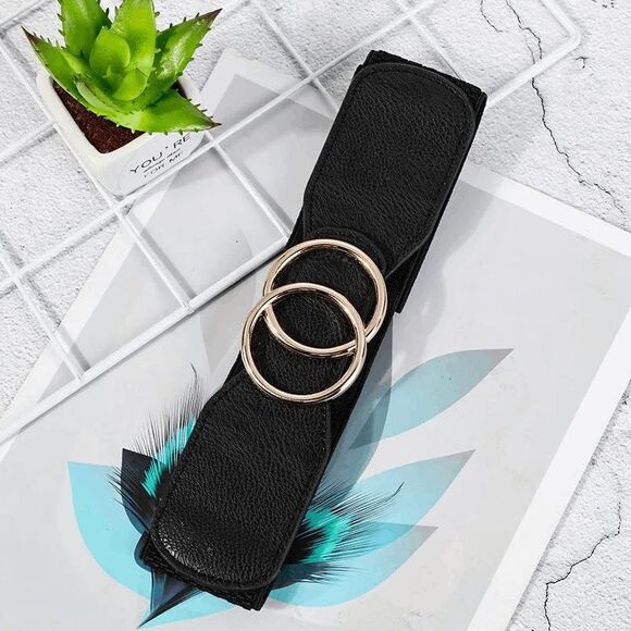 Elizabeth Besich Accessories - 2/$21 25.6 Inch Black Double Circle Stretch Belt